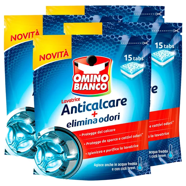 omino-bianco-anticalcare-lavatrice-tab-protegge-da-calcare-sporco-e-cattivi-odor image 1