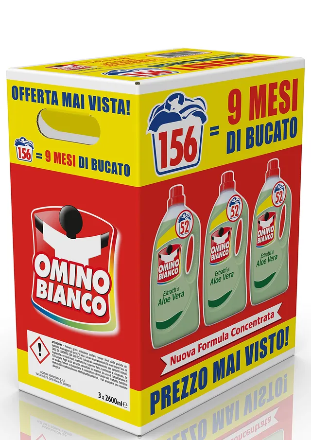 omino-bianco-detersivo-lavatrice-liquido-aloe-vera-156-lavaggi-rispetta-colori-e image 1