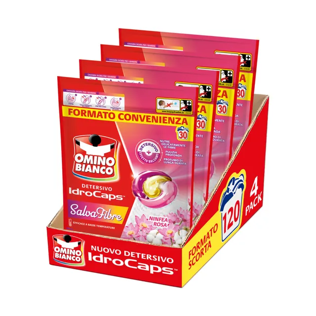 omino-bianco-idrocaps-detersivo-lavatrice-in-capsule-salva-fibre-120-lavaggi-pro image 1
