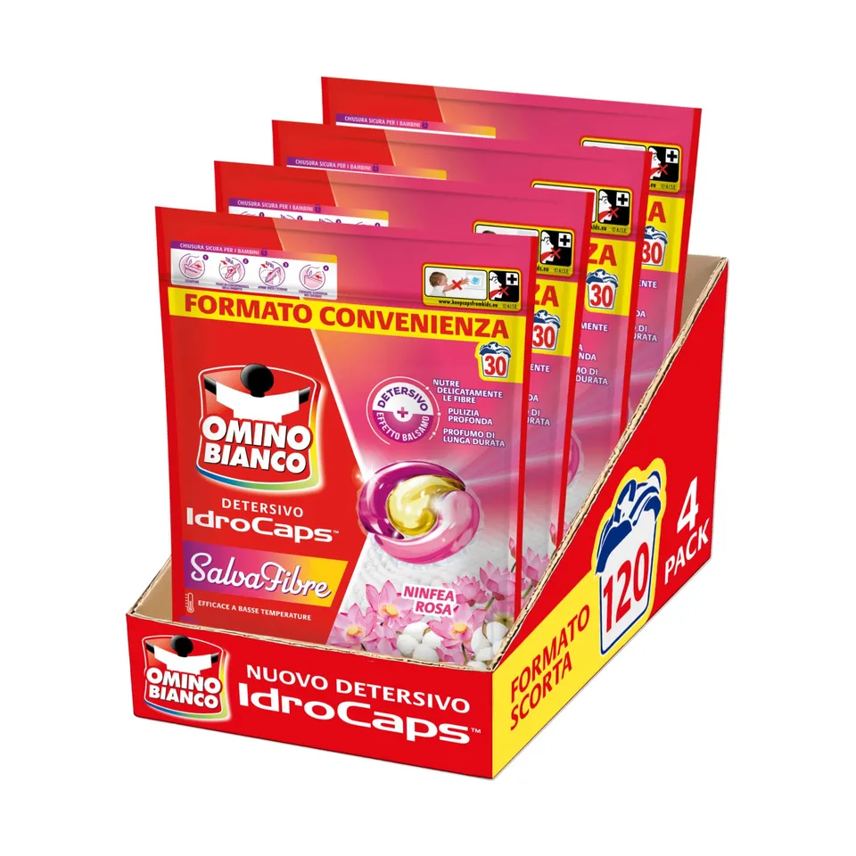 omino-bianco-idrocaps-detersivo-lavatrice-in-capsule-salva-fibre-120-lavaggi-pro image 1
