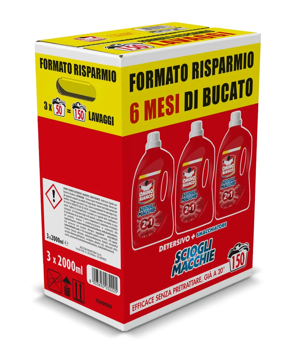 omino-bianco-sciogli-macchie-2in1-detersivo-lavatrice-liquido-150-lavaggi-3-conf image 1