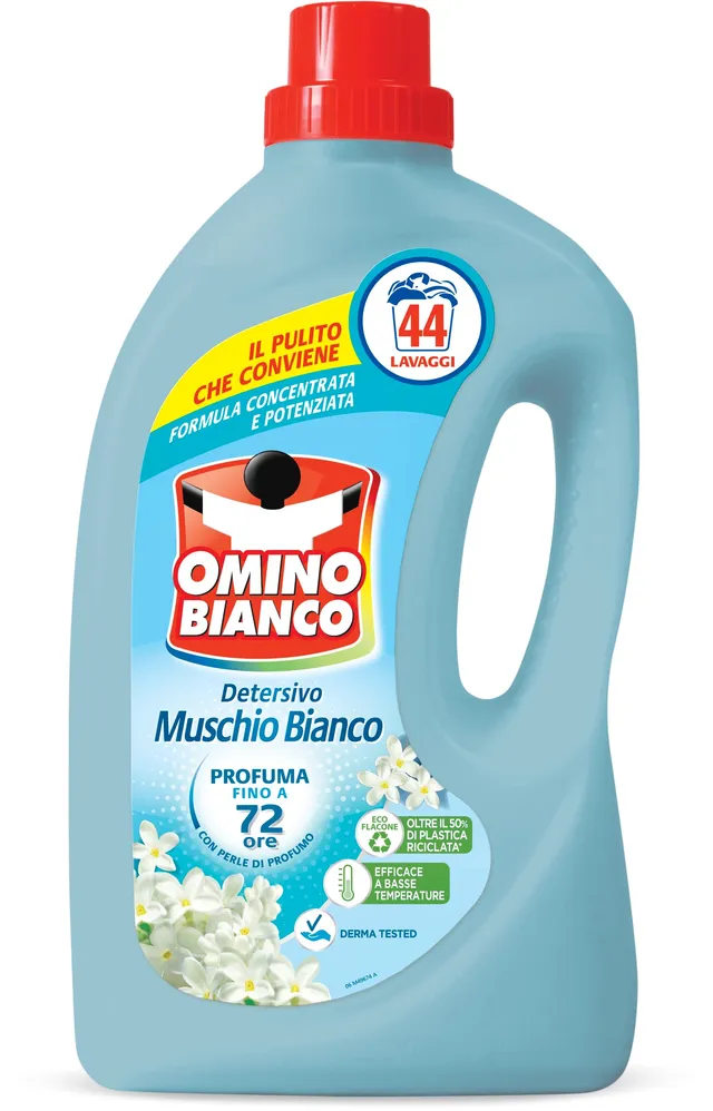 omino-bianco-detersivo-lavatrice-liquido-muschio-bianco-44-lavaggi-perle-di-prof image 1