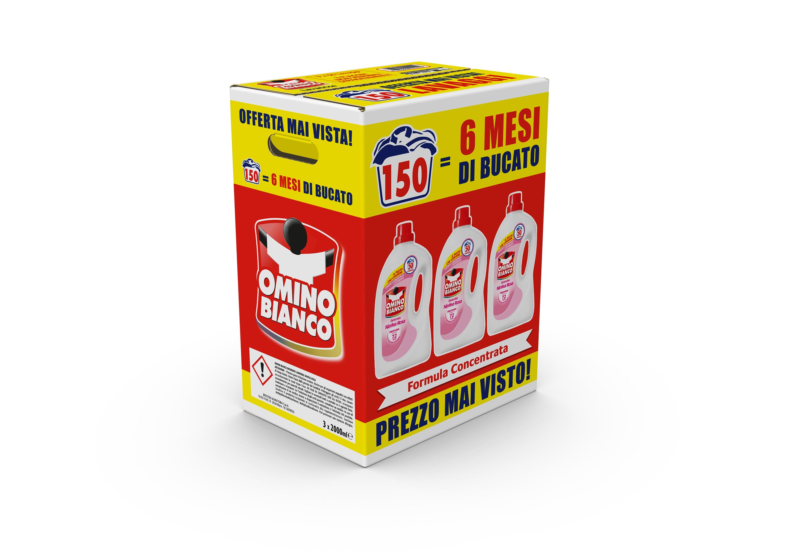 omino-bianco-detersivo-lavatrice-liquido-ninfea-rosa-150-lavaggi-rispetta-colori image 1
