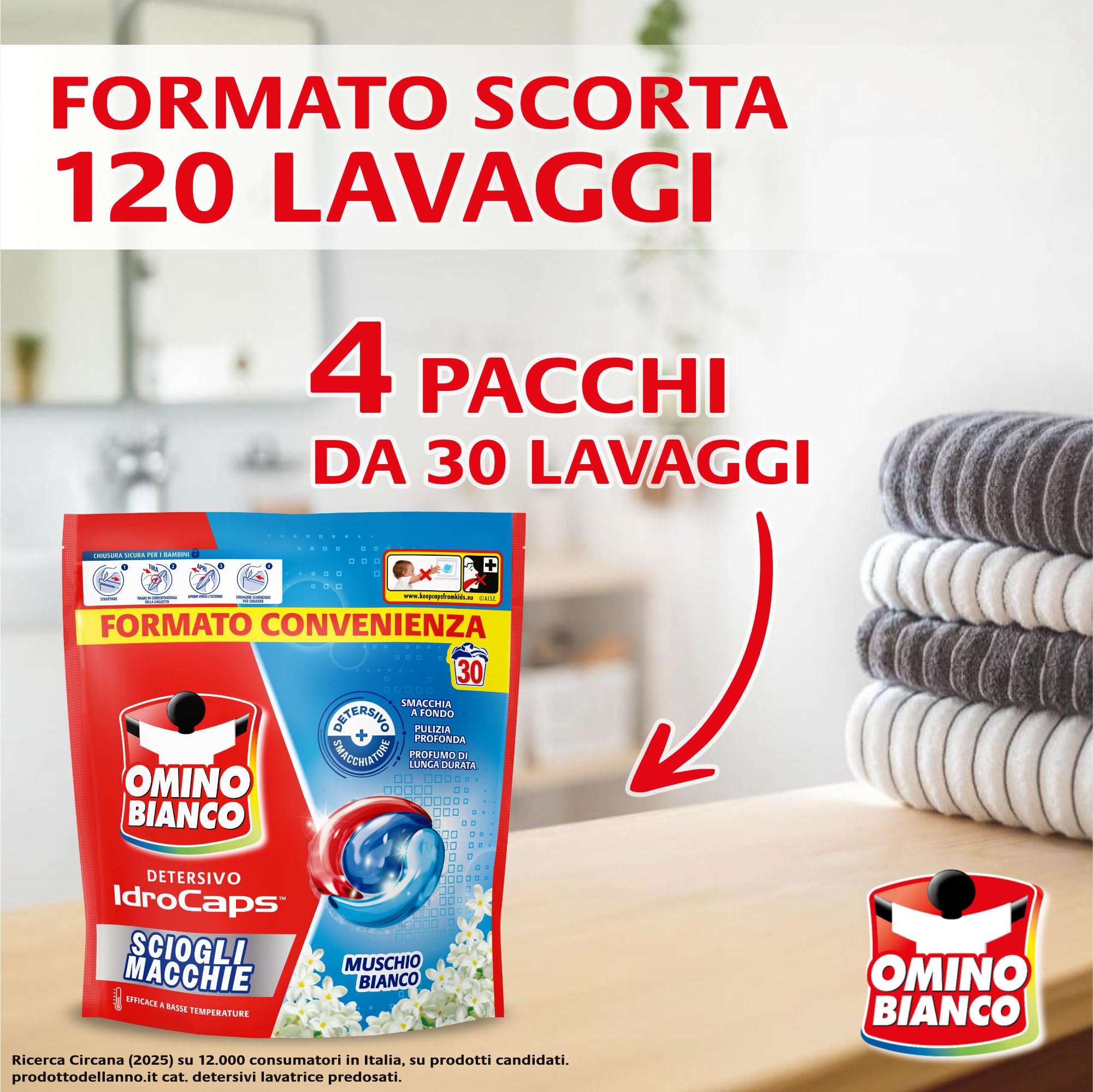 omino-bianco-idrocaps-detersivo-lavatrice-in-capsule-sciogli-macchie-120-lavaggi image 2