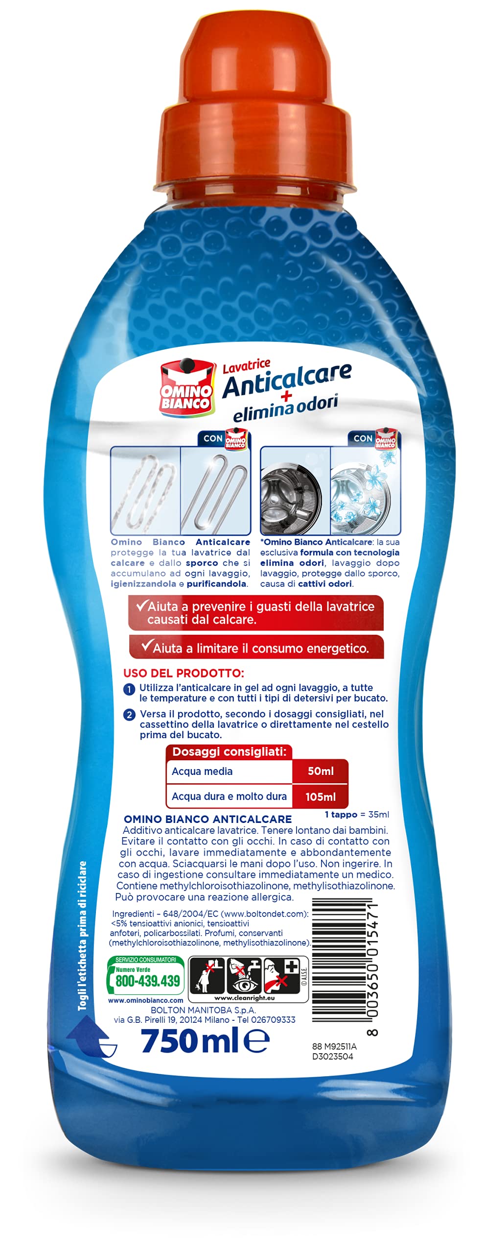 omino-bianco-anticalcare-lavatrice-liquido-750-ml-x-8-pezzi-protegge-da-calcare- image 3